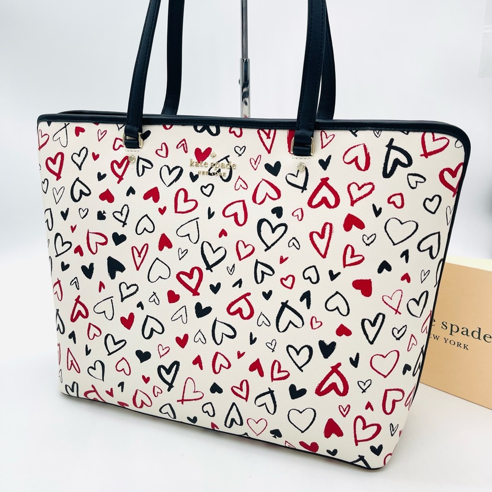 Kate Spade Multicolor Heart Tote - Red, Black, Cream